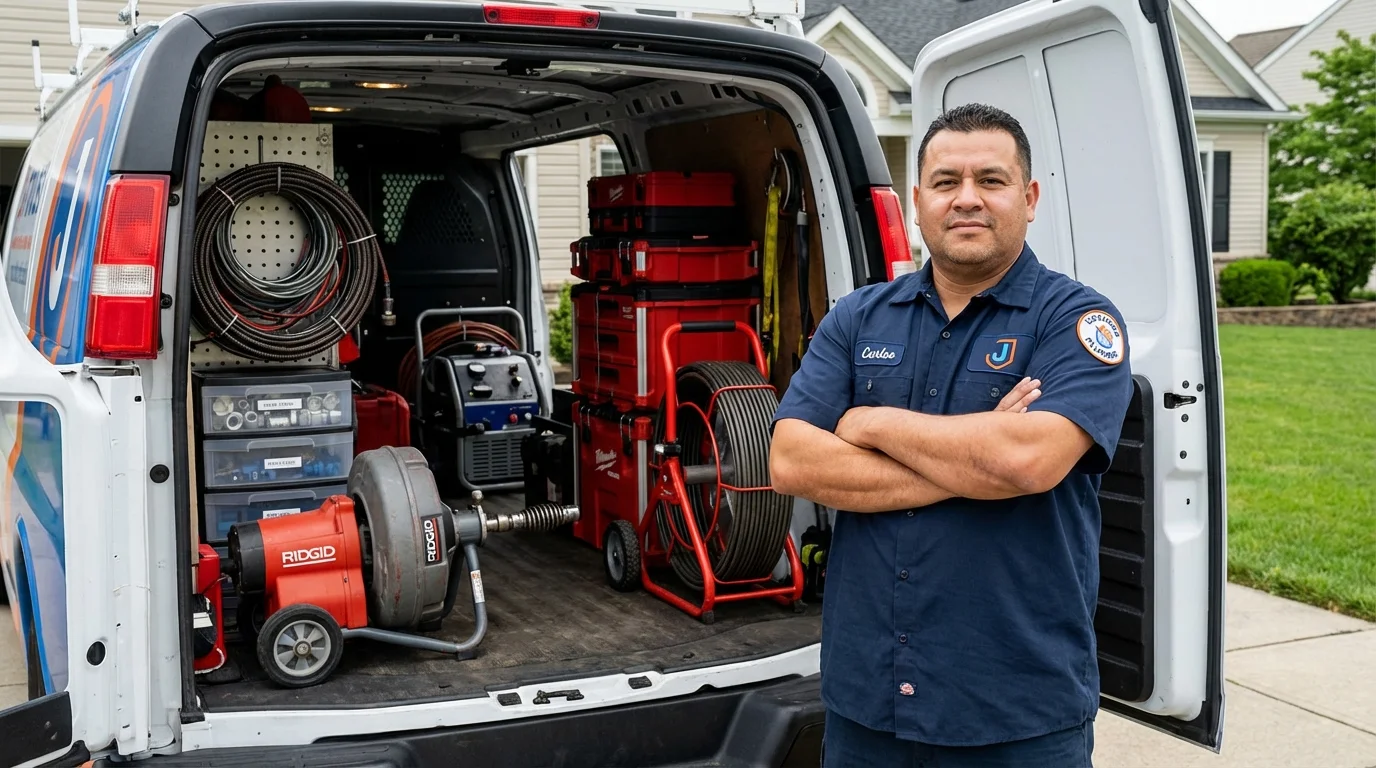 Professional drain cleaning equipment and Johns Plumbing LLC plumber in Sophia