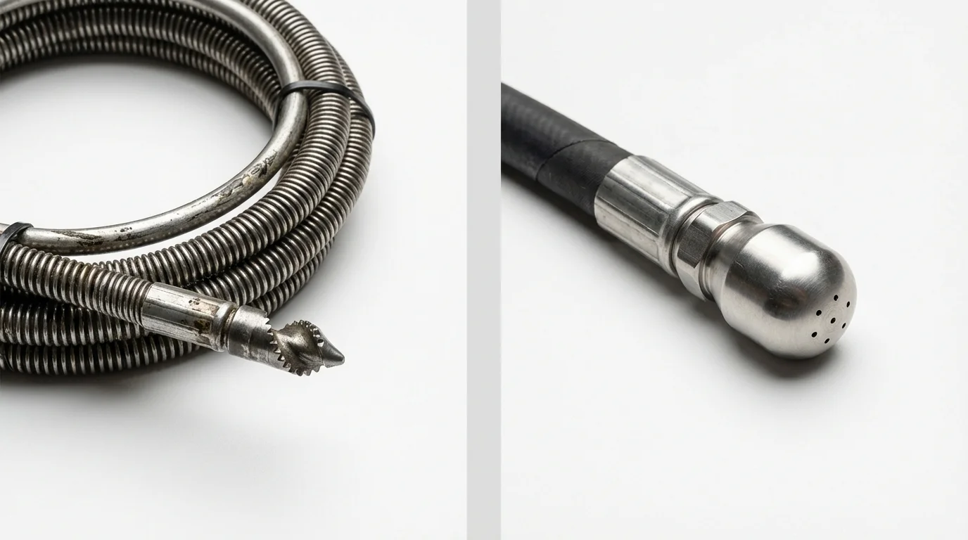 Drain snake cable and hydro jetting nozzle used for drain cleaning in Sophia, WV