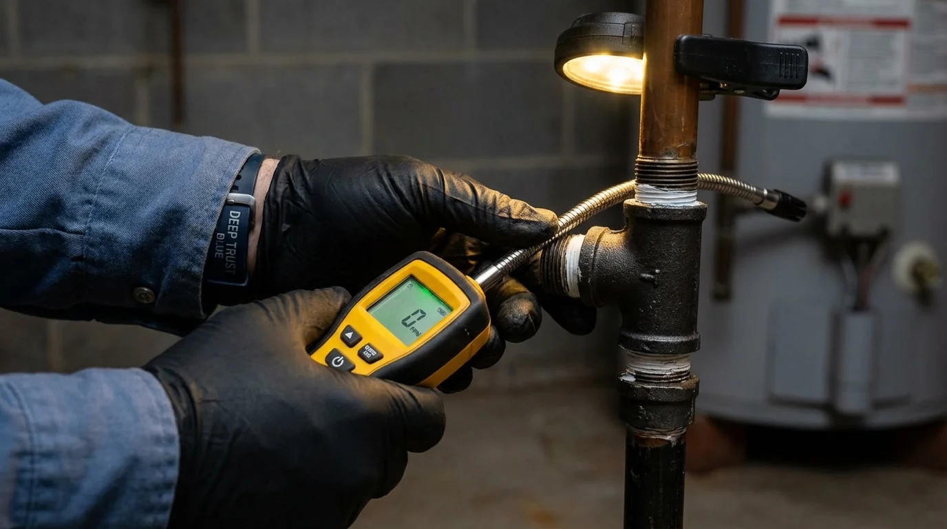 Gas leak detection with electronic sniffer by Johns Plumbing LLC in Sophia