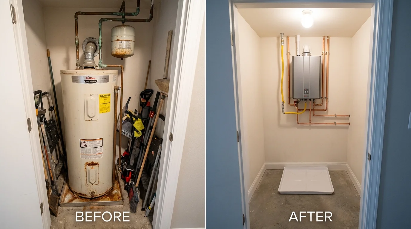 Tank water heater versus wall-mounted tankless unit comparison for Sophia, WV homeowners